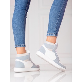 Sneakers alte bianche e blu da donna Shelovet bianca 1