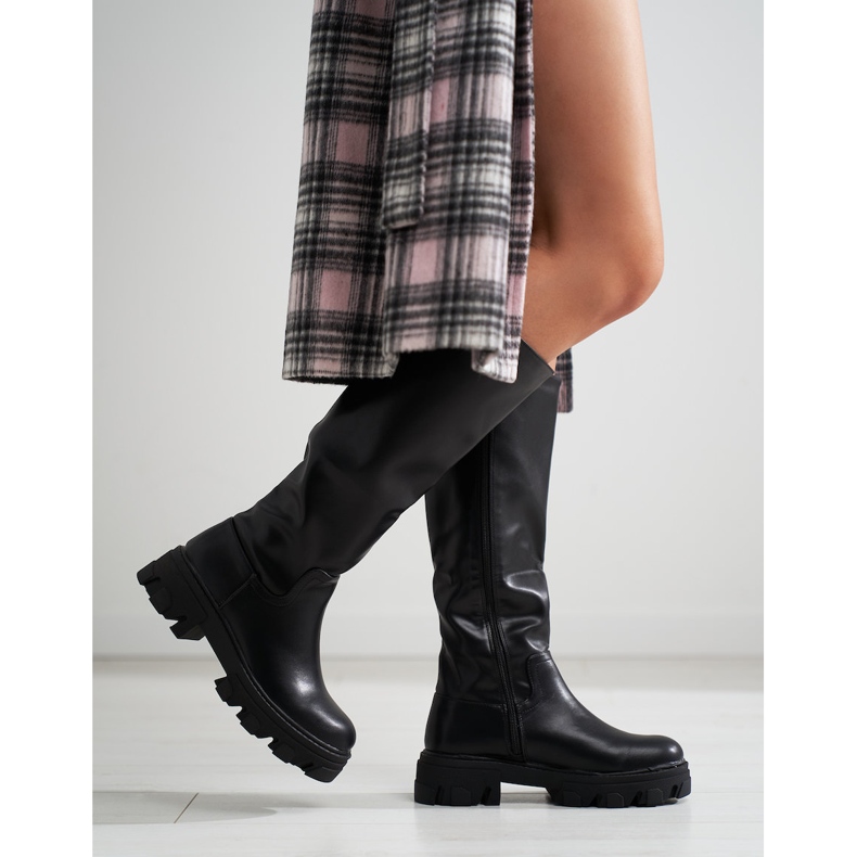 Stivali da donna classici sulla piattaforma Shelovet nero 1