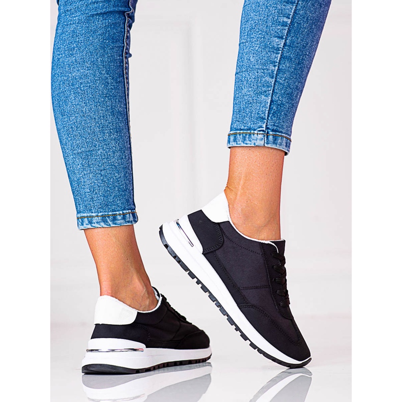 Comode scarpe sportive da donna in tessuto Shelovet nero 2