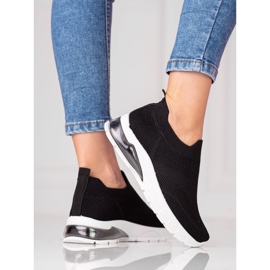 W. Potocki Sneakers nere sportive da donna Potocki, tessuto con glitter nero 1