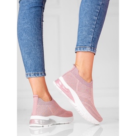 W. Potocki Rosa, sport donna, sneakers Potocki, tessuto con glitter 1