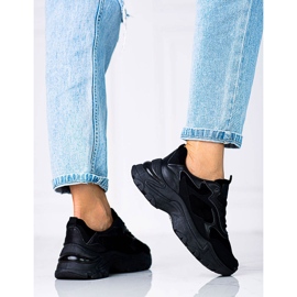 Sneakers nere da donna stringate Shelovet con suola spessa nero 1