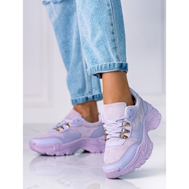 Sneakers da donna su una spessa suola viola Shelovet 1