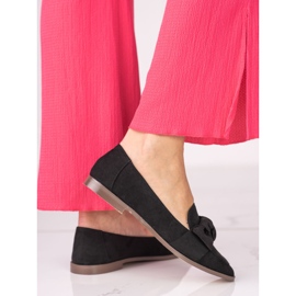Mocassini Shelovet da donna realizzati in suede ecologico nero 1