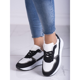 Sneakers Shelovet da donna bianche e nere con inserto argento bianco nero 1