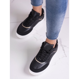 Scarpe sportive da donna nere Shelovet su piattaforma bianca nero 2