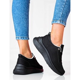 Sneakers sportive da donna con lacci Shelovet nere nero 1