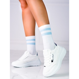 Sneakers sportive da donna Shelovet bianche con lacci bianco 1