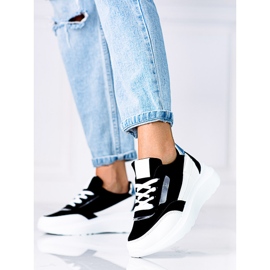 Sneaker da donna con lacci Shelovet bianche e nere bianco nero 1