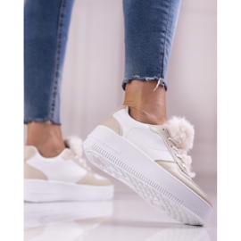 Sneakers sportive da donna con pelliccia Shelovet beige 2