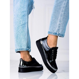 W. Potocki Sneakers da donna Shelovet realizzate in pelle ecologica verniciata nero 2