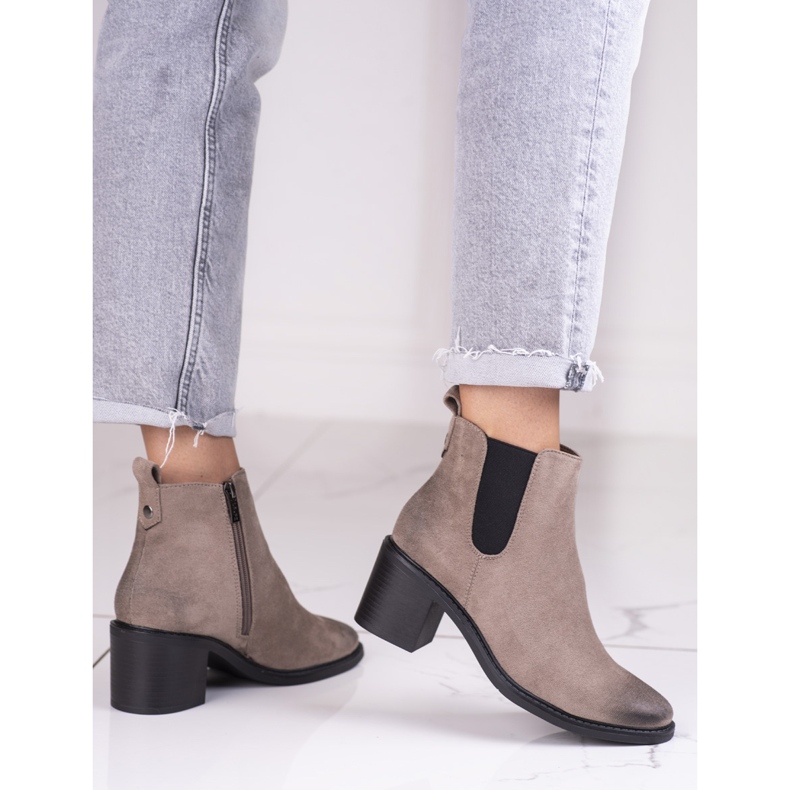 Stivali Chelsea beige da donna sul palo Shelovet 2