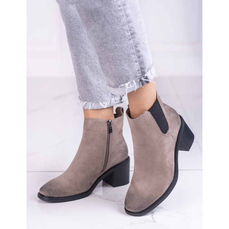 Stivali Chelsea beige da donna sul palo Shelovet 1