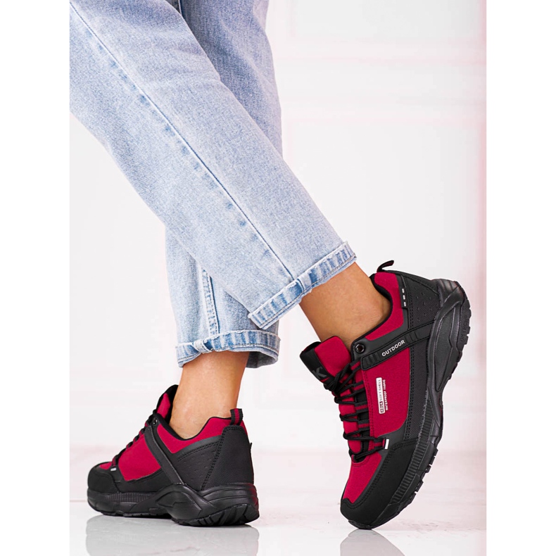 Scarpe da trekking outdoor da donna DK bordeaux nero rosso 1