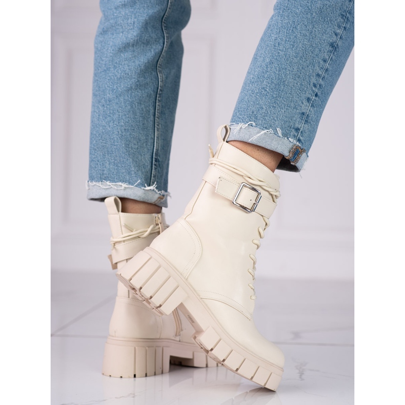 Stivali beige da donna Shelovet work 1