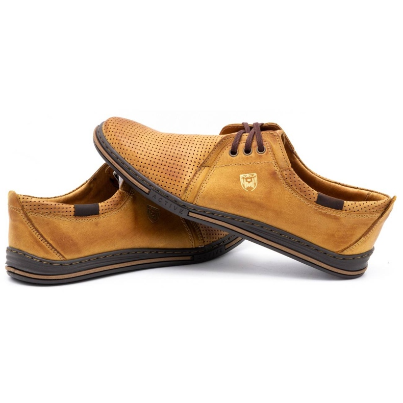 Polbut Scarpe da uomo in pelle 343 perforazione rosso beige 4