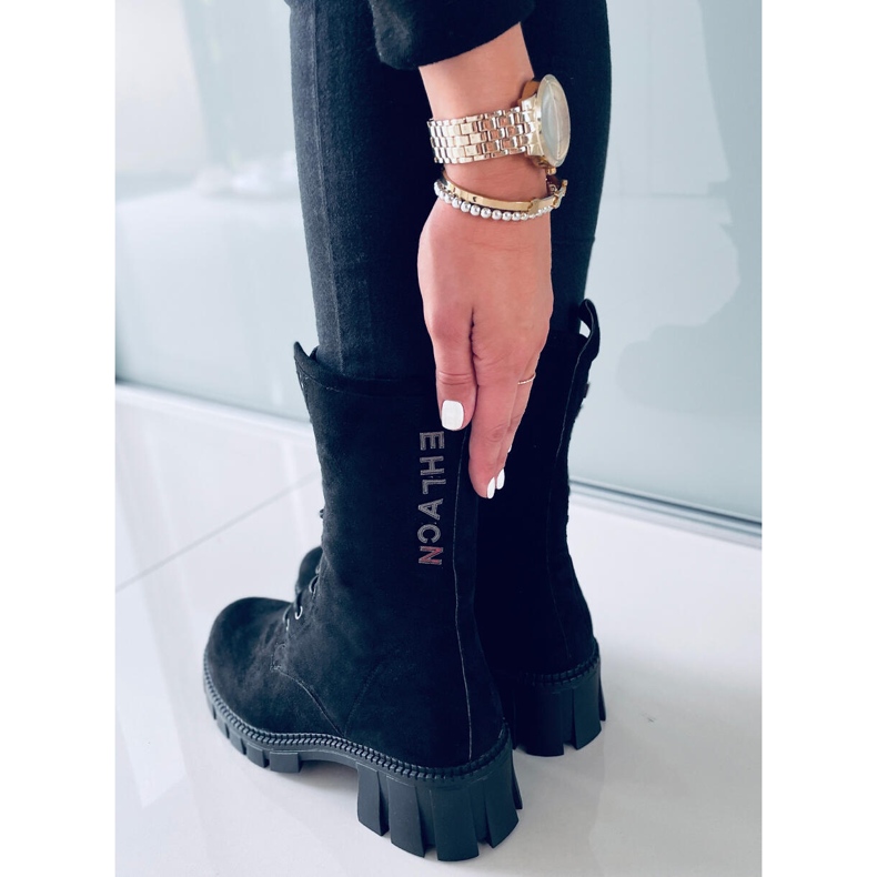 Stivali stringati Arne Black nero 2