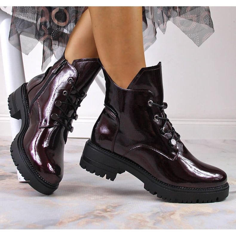 Scarpe da donna, verniciate, bordeaux, Potocki chiaretto rosso 1