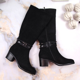 Stivali caldi da donna in camoscio nero Jezzi 1