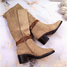 Stivali Jezzi da donna in caldo camoscio beige 1