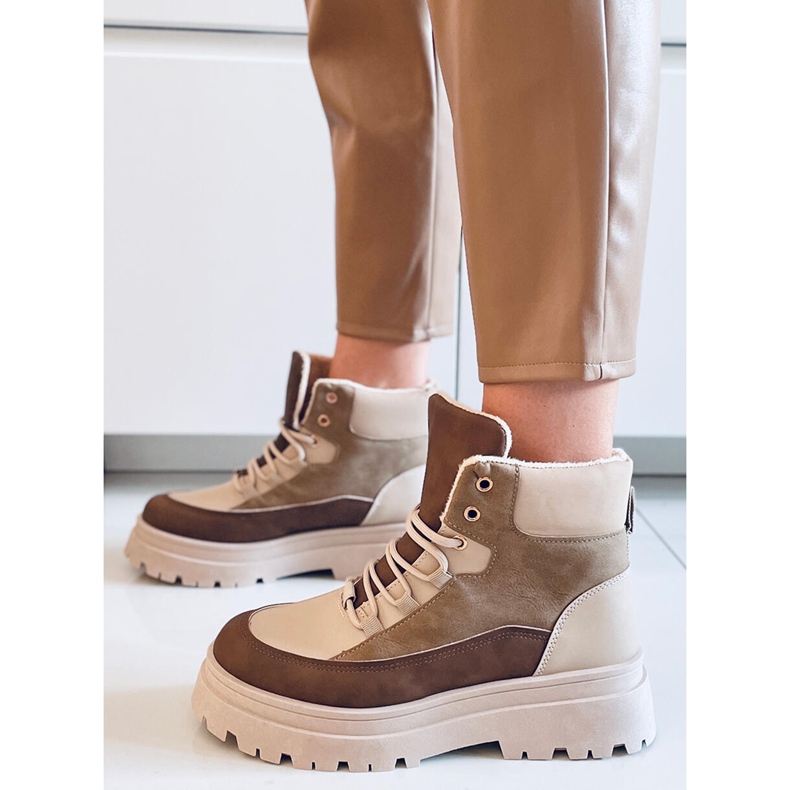 Stivali stringati Magnu Khaki beige marrone cachi 2