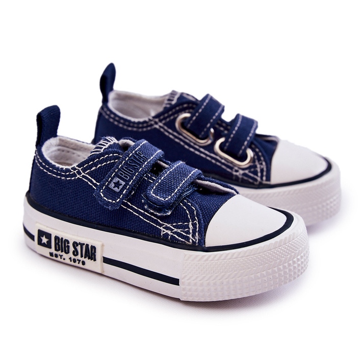 Sneakers In Tessuto Per Bambini Con Velcro Big Star KK374081 Blu Navy 1