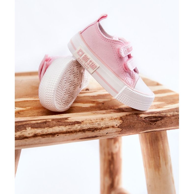 Sneakers In Tessuto Per Bambini Con Velcro Big Star KK374083 Rosa 2