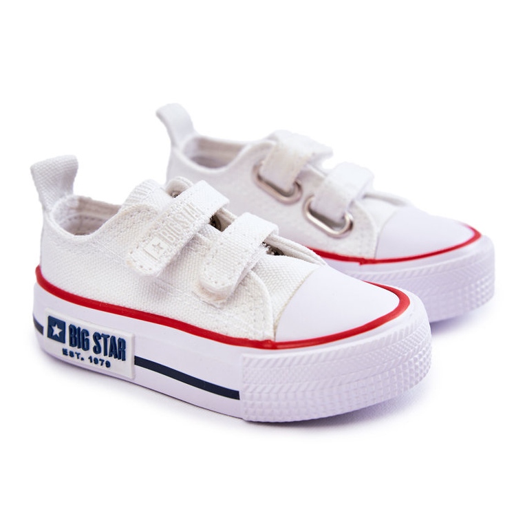 Sneakers In Tessuto Per Bambini Con Velcro Big Star KK374079 Bianche bianco 2