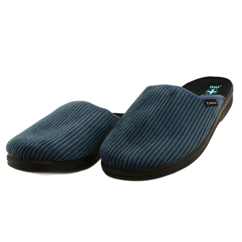 Pantofole da uomo Pantofole Adanex 27829 Per Pedes Velluto a coste blu 3