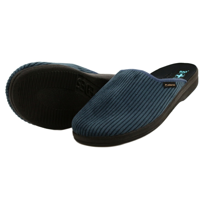 Pantofole da uomo Pantofole Adanex 27829 Per Pedes Velluto a coste blu 4
