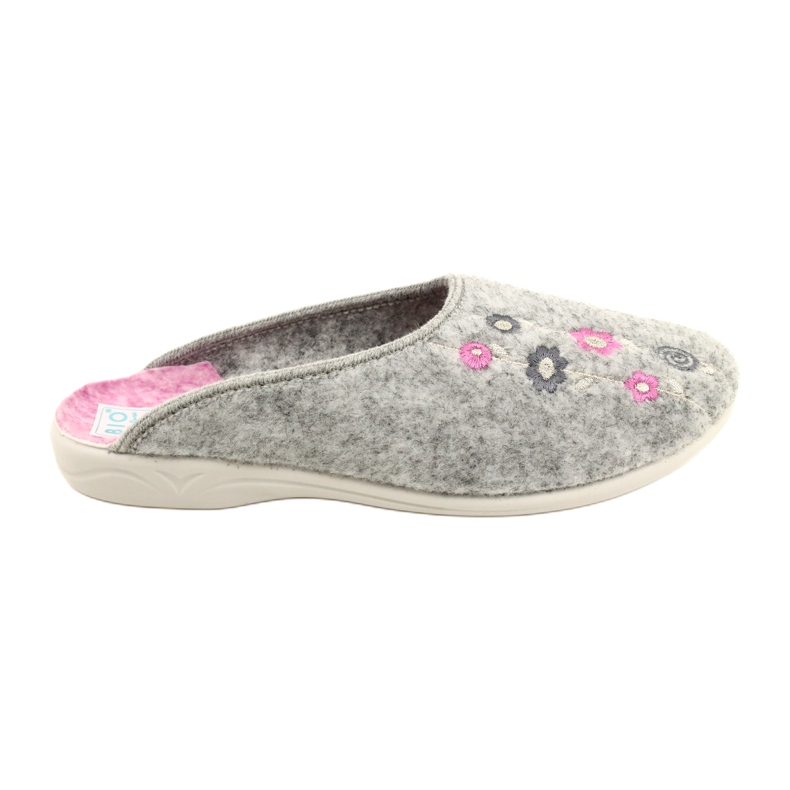 Ciabatte in Feltro Grigio Adanex 27885 Sara con Fiori rosa 1