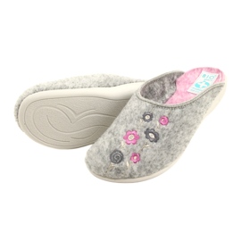 Ciabatte in Feltro Grigio Adanex 27885 Sara con Fiori rosa 4