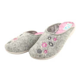 Ciabatte in Feltro Grigio Adanex 27885 Sara con Fiori rosa 3
