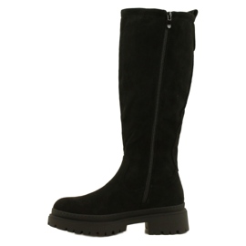 Evento Stivali in pelle scamosciata con fondo spesso 22KZ35-5223 Nero 1