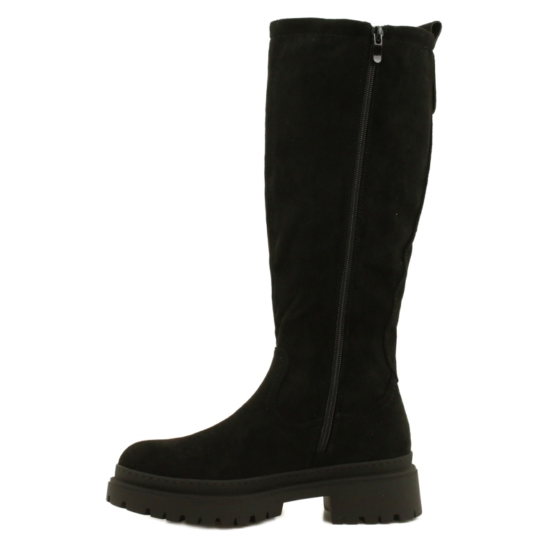 Evento Stivali in pelle scamosciata con fondo spesso 22KZ35-5223 Nero 1