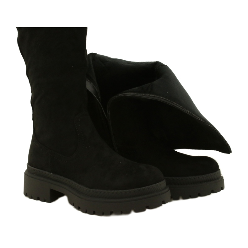 Evento Stivali in pelle scamosciata con fondo spesso 22KZ35-5223 Nero 4