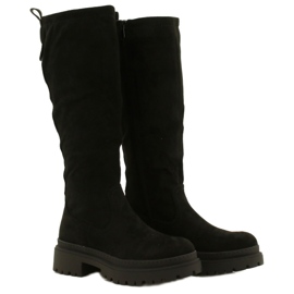 Evento Stivali in pelle scamosciata con fondo spesso 22KZ35-5223 Nero 3