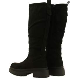 Evento Stivali in pelle scamosciata con fondo spesso 22KZ35-5223 Nero 2
