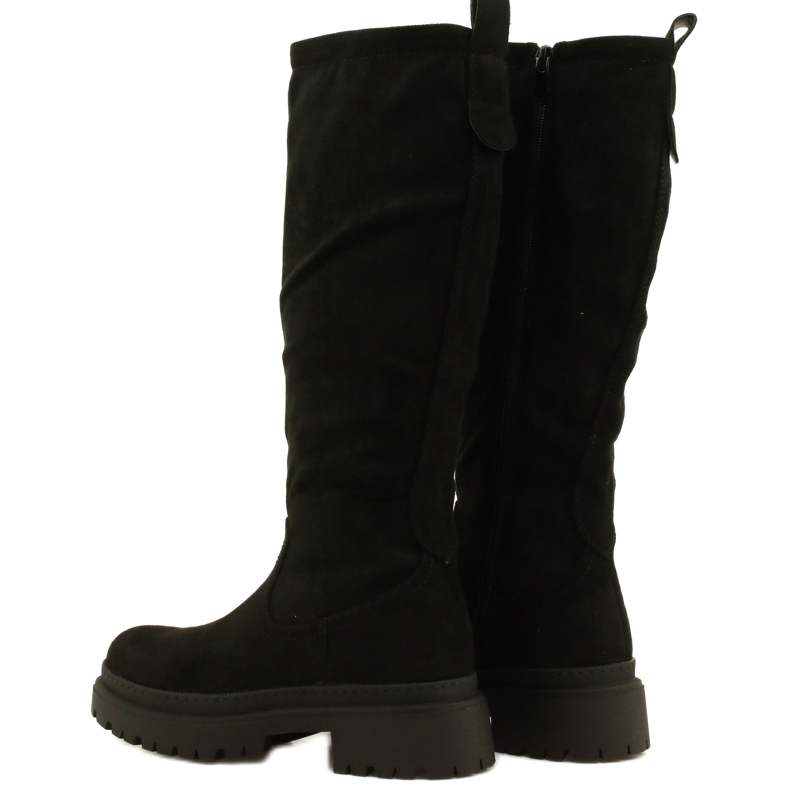 Evento Stivali in pelle scamosciata con fondo spesso 22KZ35-5223 Nero 2