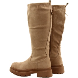 Evento Stivali in pelle scamosciata con fondo spesso 22KZ35-5223 Beige 2