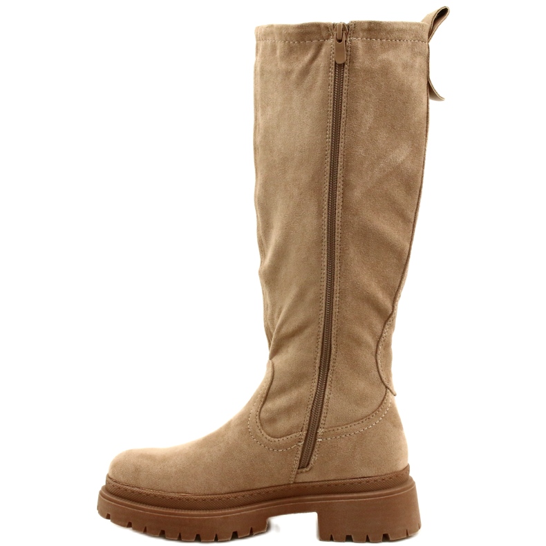 Evento Stivali in pelle scamosciata con fondo spesso 22KZ35-5223 Beige 1