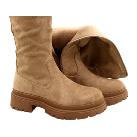 Evento Stivali in pelle scamosciata con fondo spesso 22KZ35-5223 Beige 4