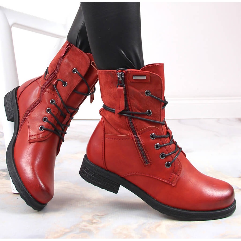 Lavoratrici stringate da donna con cerniera in Jezzi rosso 1