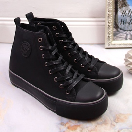 Sneakers alte da donna nere isolate Big Star KK274173 nero 1