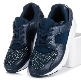 Kylie Scarpe sportive con cristalli blu navy 2