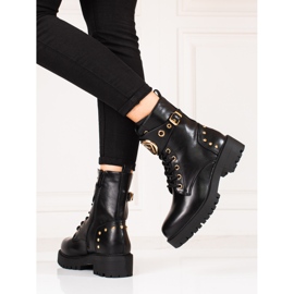 Shelovet stringate da donna con accessori dorati nero 1