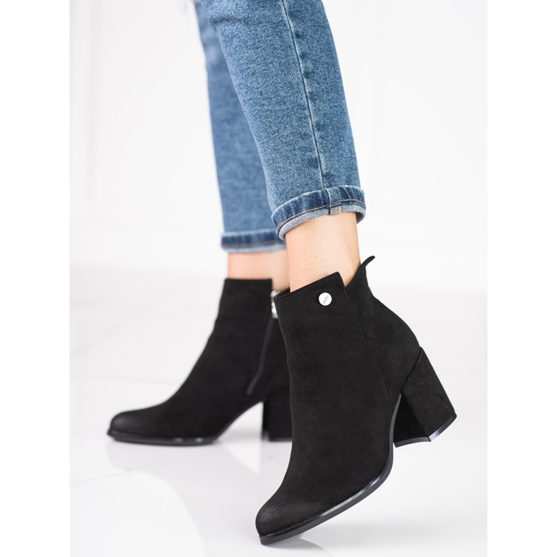 Stivali neri da donna Shelovet con cerniera decorativa sul retro nero 1