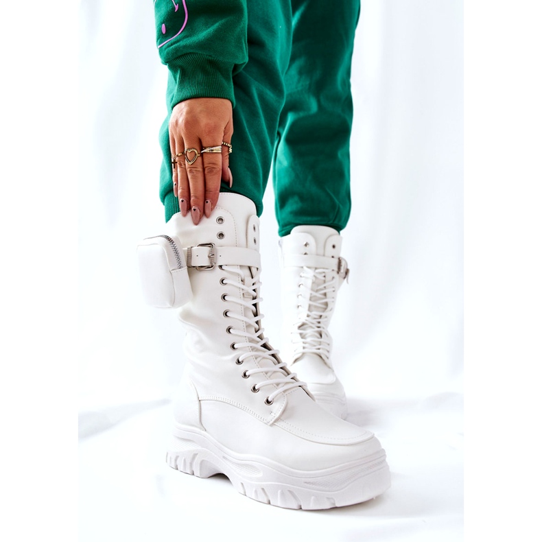 Stivali Platform Issanti Bianchi Con Rene bianca 4