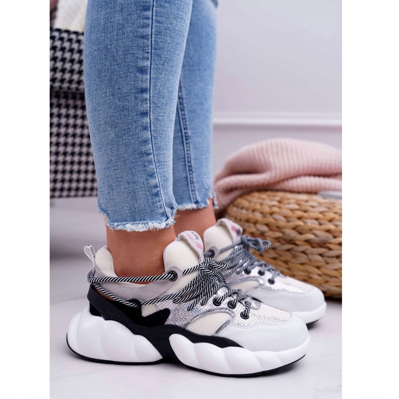 Scarpe Sportive da Donna Big Star by Daniel Lopez Bianche FF274A546 bianco nero argento 2