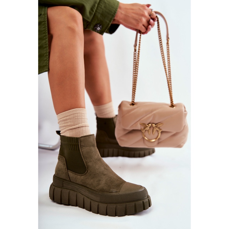 FB2 Stivali alla moda slip-on sulla piattaforma verde Jenna marrone 1